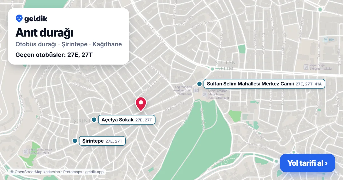 Anıt otobüs durağı haritada: konumu ve yakındaki duraklar
