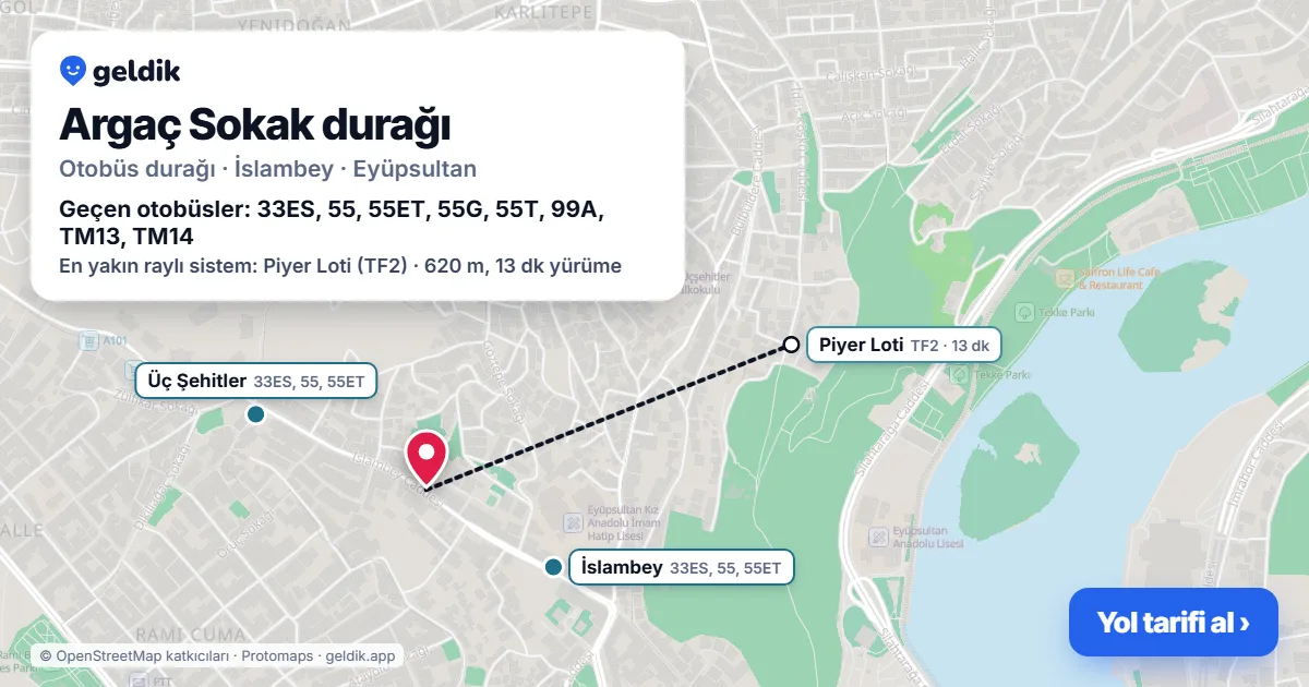 Argaç Sokak otobüs durağı haritada: konumu ve yakındaki duraklar