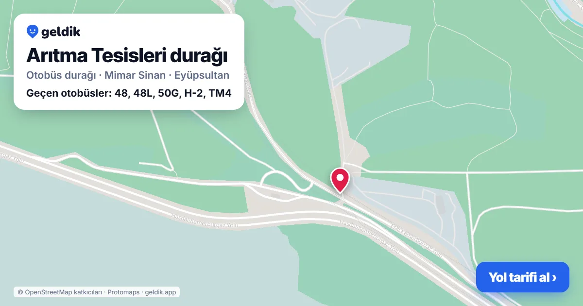 Arıtma Tesisleri otobüs durağı haritada: konumu ve yakındaki duraklar