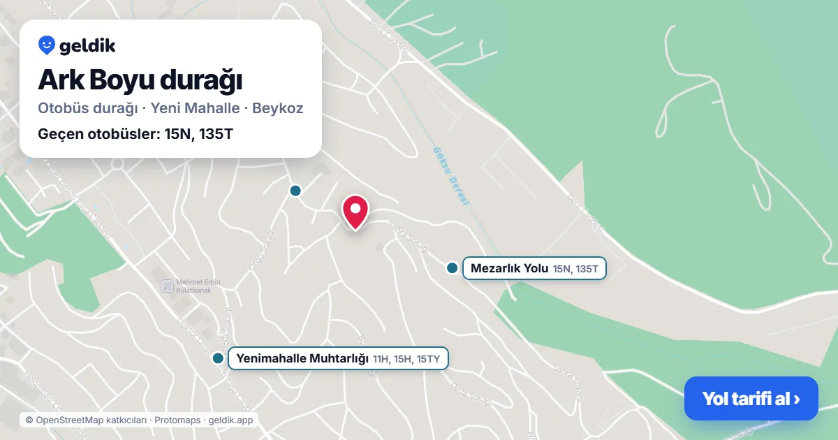 Ark Boyu otobüs durağı haritada: konumu ve yakındaki duraklar