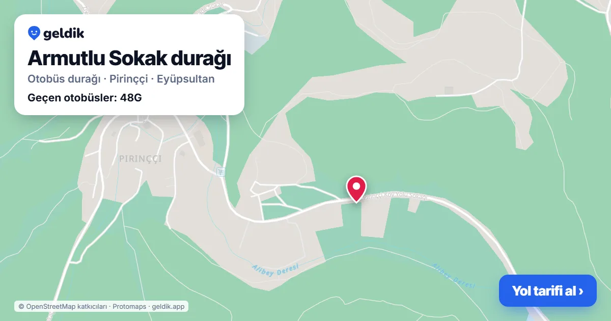 Armutlu Sokak otobüs durağı haritada: konumu ve yakındaki duraklar