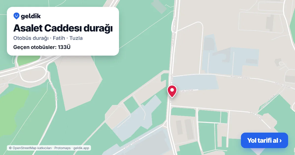 Asalet Caddesı otobüs durağı haritada: konumu ve yakındaki duraklar