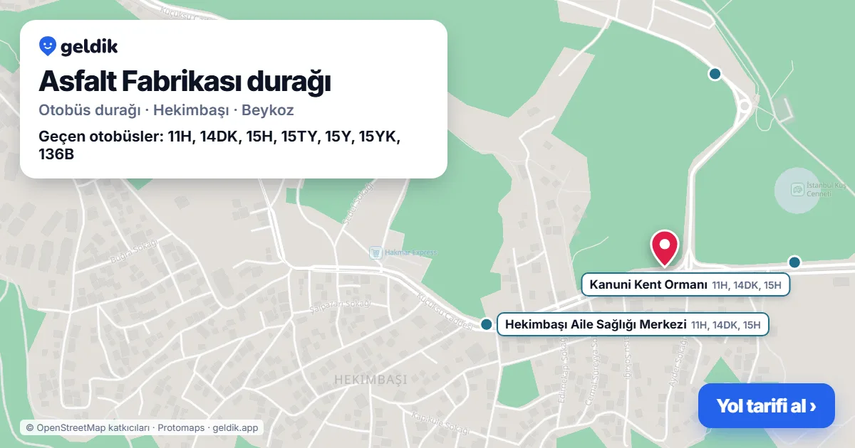 Asfalt Fabrikası otobüs durağı haritada: konumu ve yakındaki duraklar
