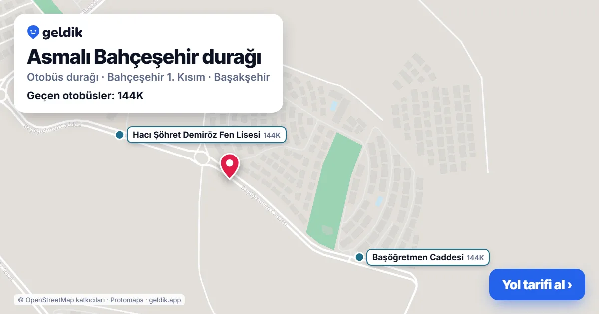 Asmalı Bahçeşehir otobüs durağı haritada: konumu ve yakındaki duraklar