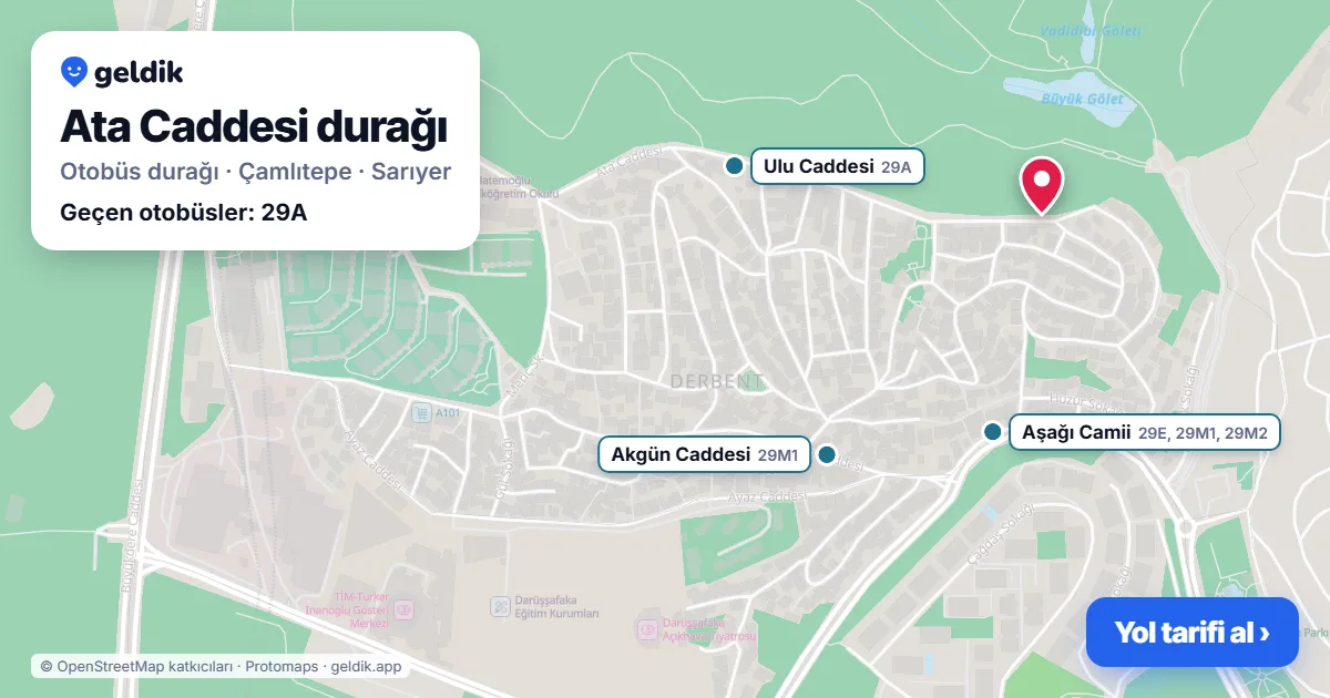 Ata Caddesi otobüs durağı haritada: konumu ve yakındaki duraklar