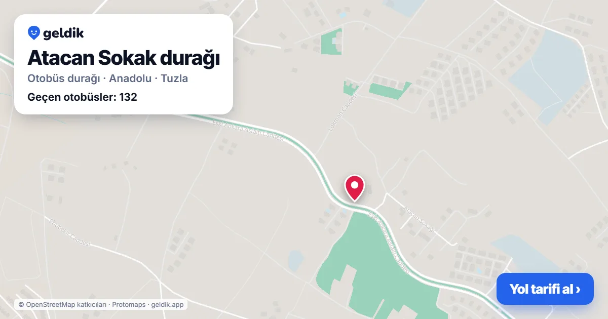 Atacan Sokak otobüs durağı haritada: konumu ve yakındaki duraklar