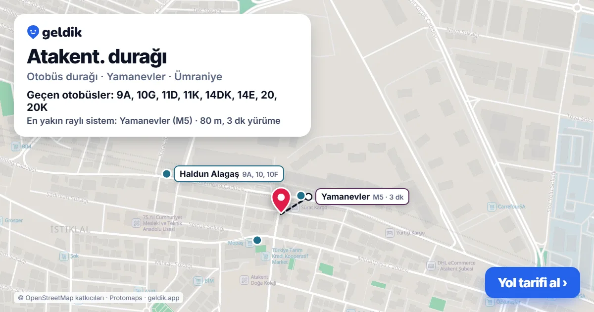 Atakent. otobüs durağı haritada: konumu ve yakındaki duraklar