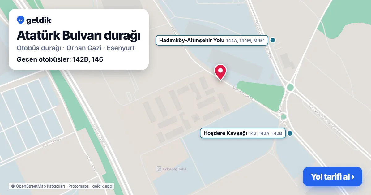 Atatürk Bulvarı otobüs durağı haritada: konumu ve yakındaki duraklar