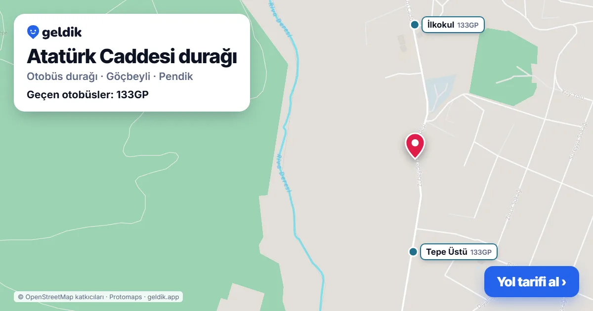 Atatürk Caddesi otobüs durağı haritada: konumu ve yakındaki duraklar