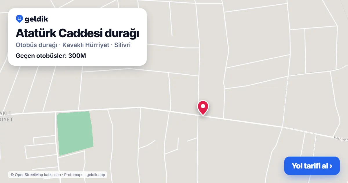 Atatürk Caddesi otobüs durağı haritada: konumu ve yakındaki duraklar