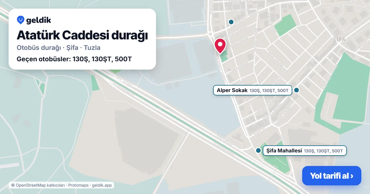 Atatürk Caddesi otobüs durağı haritada: konumu ve yakındaki duraklar