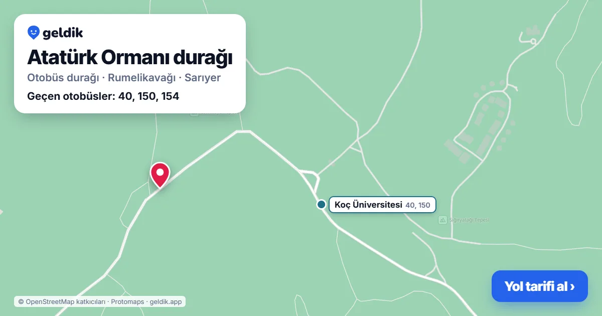 Atatürk Ormanı otobüs durağı haritada: konumu ve yakındaki duraklar