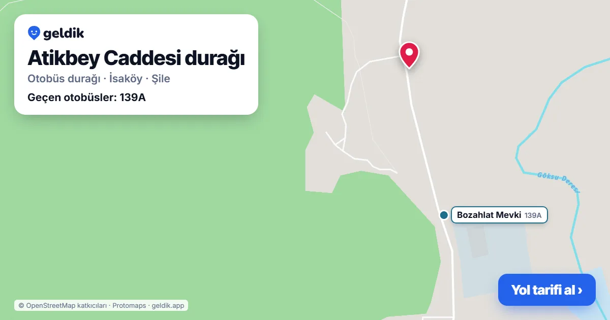 Atikbey Caddesi otobüs durağı haritada: konumu ve yakındaki duraklar
