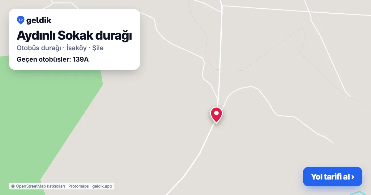 Aydınlı Sokak otobüs durağı haritada: konumu ve yakındaki duraklar