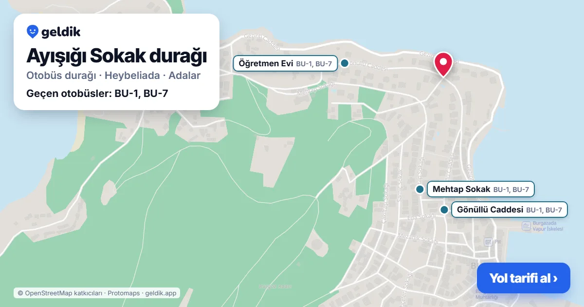 Ayışığı Sokak otobüs durağı haritada: konumu ve yakındaki duraklar