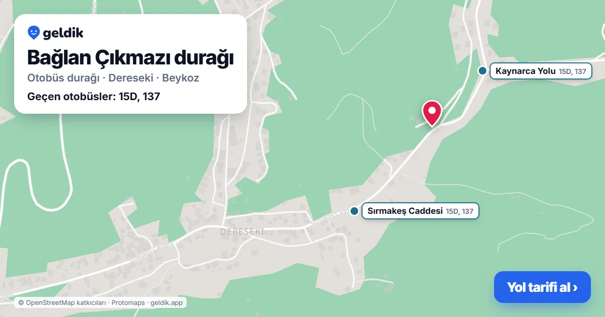 Bağlan Çıkmazı otobüs durağı haritada: konumu ve yakındaki duraklar