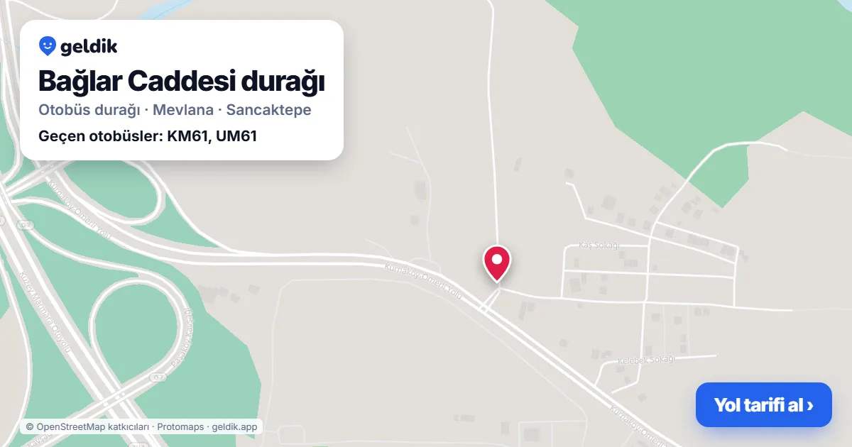 Bağlar Caddesi otobüs durağı haritada: konumu ve yakındaki duraklar