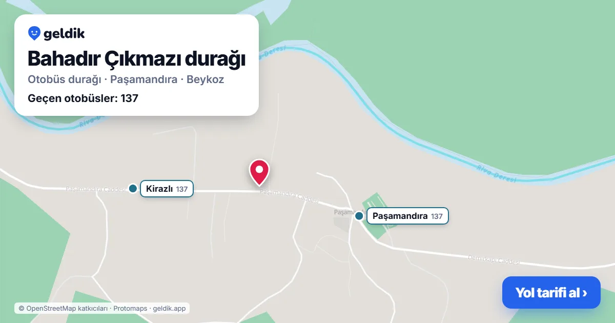 Bahadır Çıkmazı otobüs durağı haritada: konumu ve yakındaki duraklar