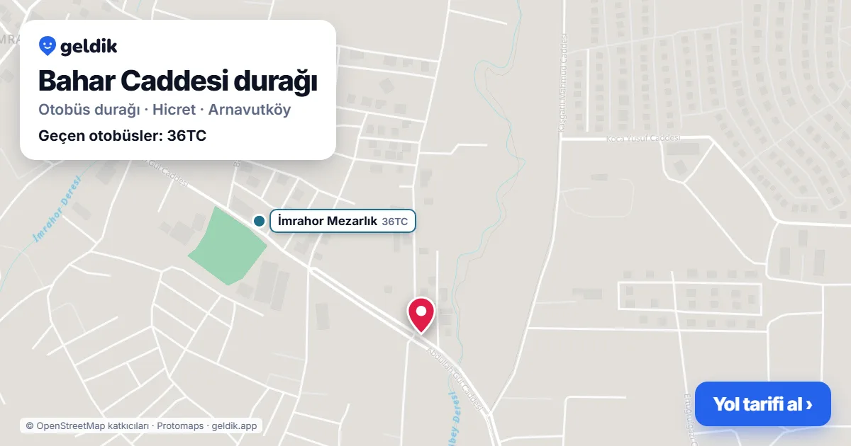 Bahar Caddesi otobüs durağı haritada: konumu ve yakındaki duraklar