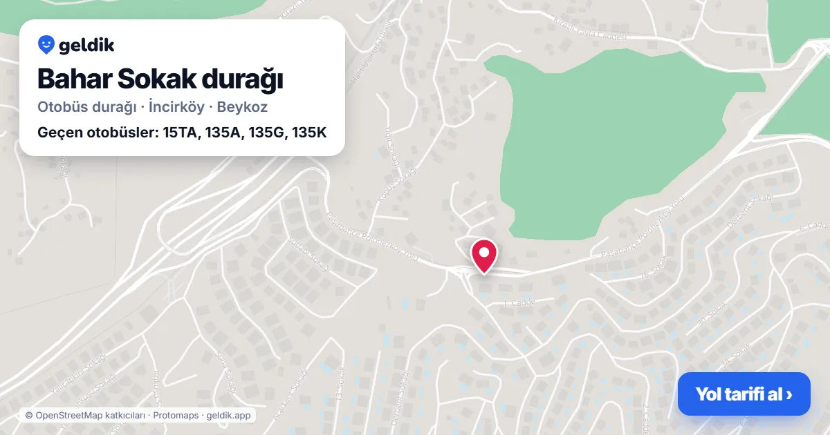 Bahar Sokak otobüs durağı haritada: konumu ve yakındaki duraklar