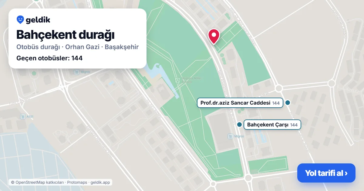 Bahçekent otobüs durağı haritada: konumu ve yakındaki duraklar