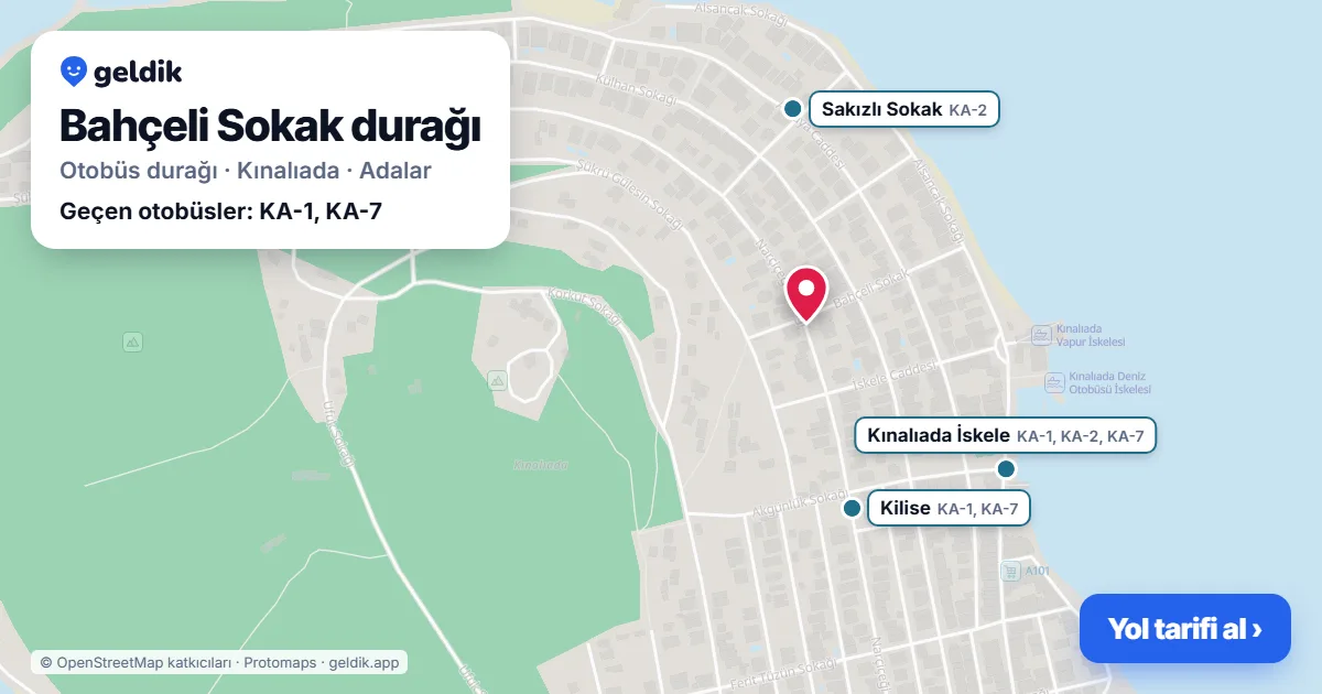 Bahçeli Sokak otobüs durağı haritada: konumu ve yakındaki duraklar