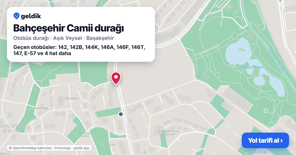 Bahçeşehir Camii otobüs durağı haritada: konumu ve yakındaki duraklar