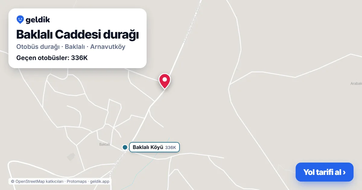 Baklalı Caddesi otobüs durağı haritada: konumu ve yakındaki duraklar