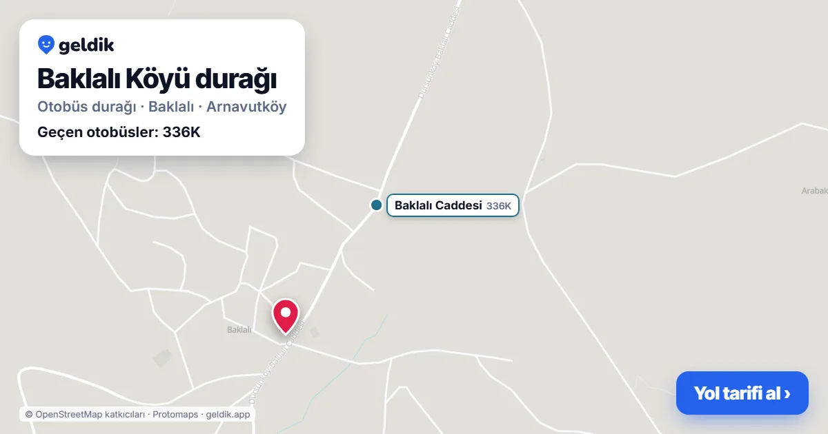 Baklalı Köyü otobüs durağı haritada: konumu ve yakındaki duraklar