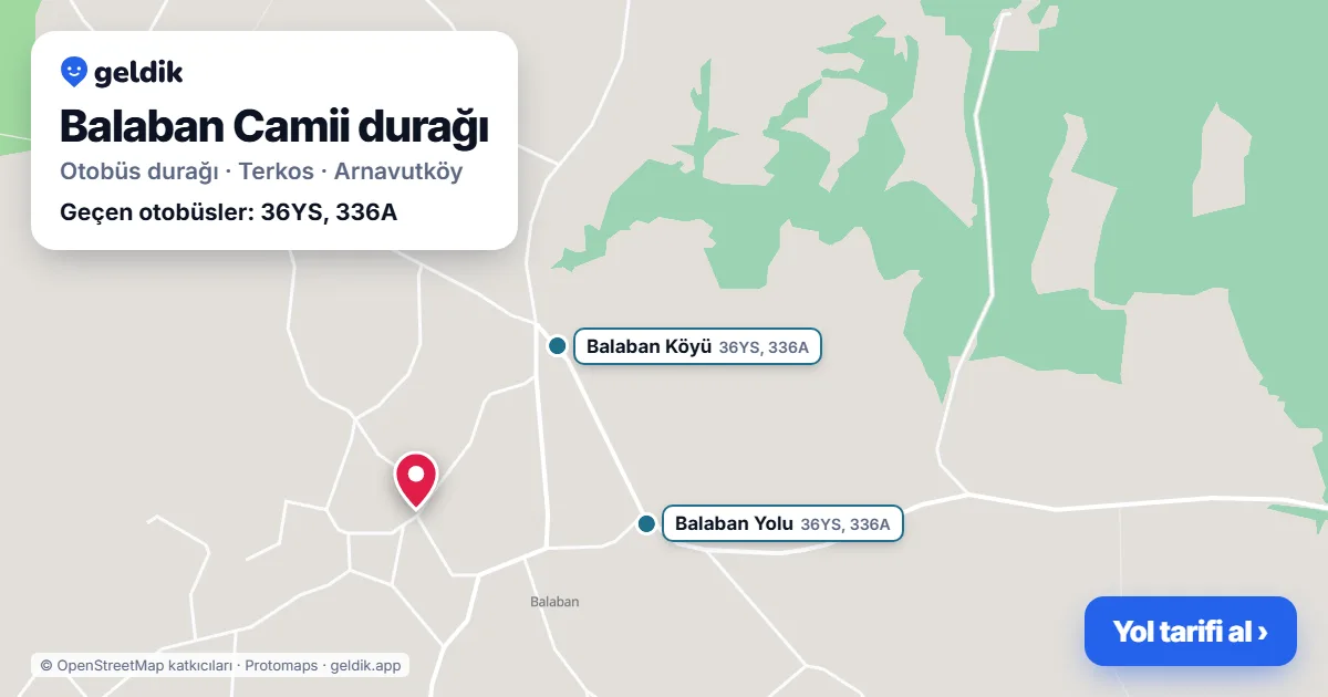 Balaban Camii otobüs durağı haritada: konumu ve yakındaki duraklar
