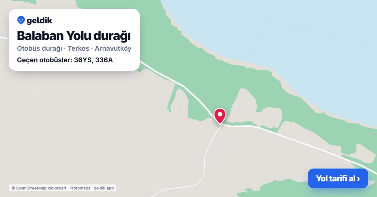 Balaban Yolu otobüs durağı haritada: konumu ve yakındaki duraklar