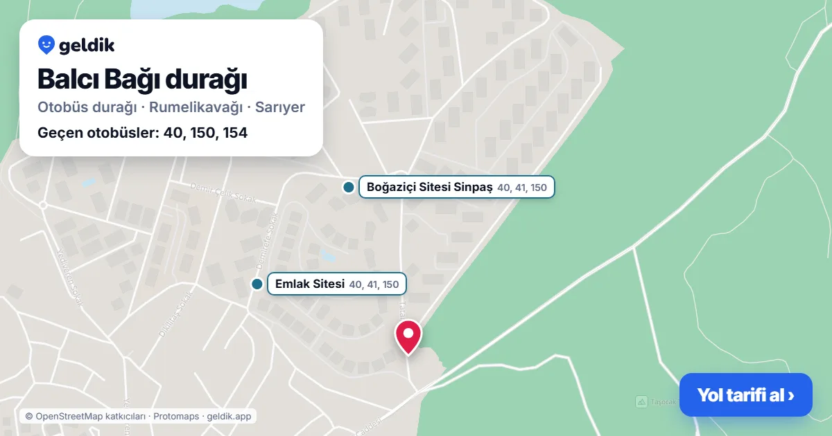 Balcı Bağı otobüs durağı haritada: konumu ve yakındaki duraklar
