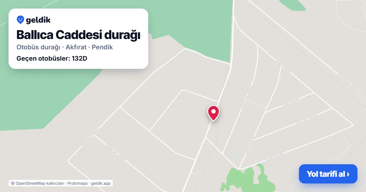 Ballıca Caddesi otobüs durağı haritada: konumu ve yakındaki duraklar