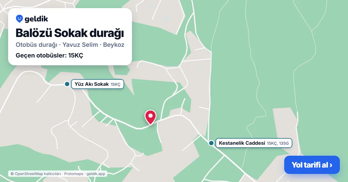Balözü Sokak otobüs durağı haritada: konumu ve yakındaki duraklar