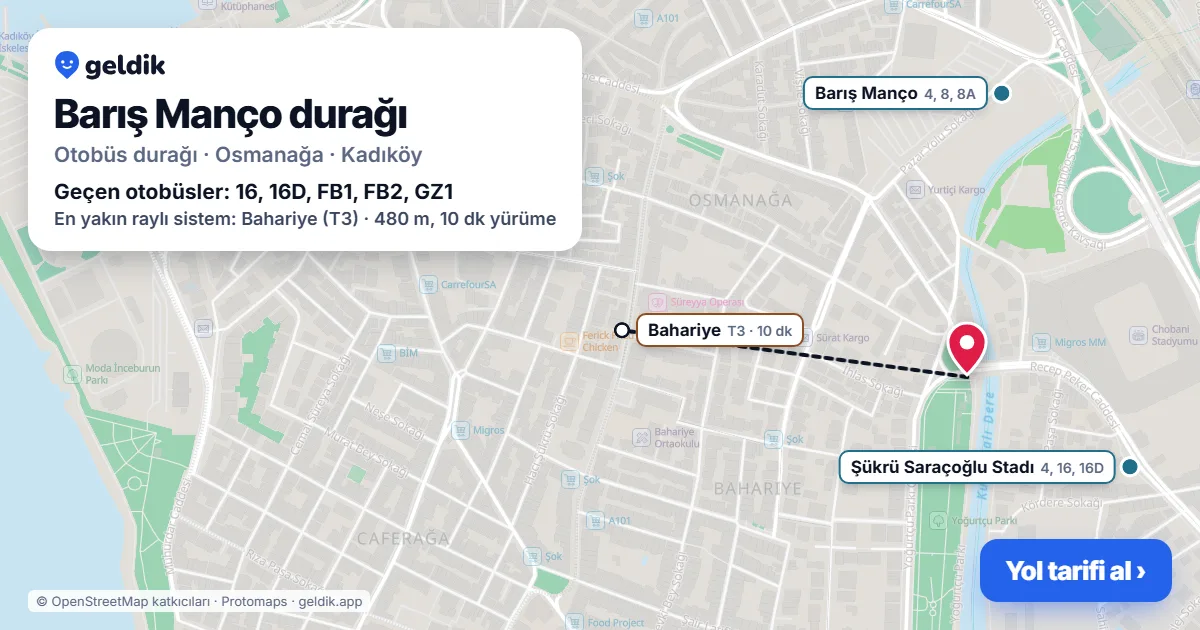 Barış Manço otobüs durağı haritada: konumu ve yakındaki duraklar