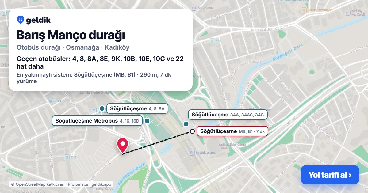 Barış Manço otobüs durağı haritada: konumu ve yakındaki duraklar