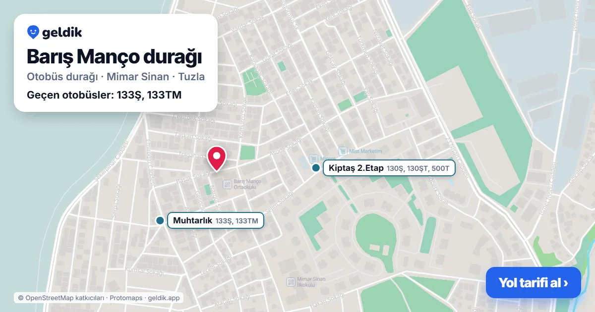 Barış Manço otobüs durağı haritada: konumu ve yakındaki duraklar