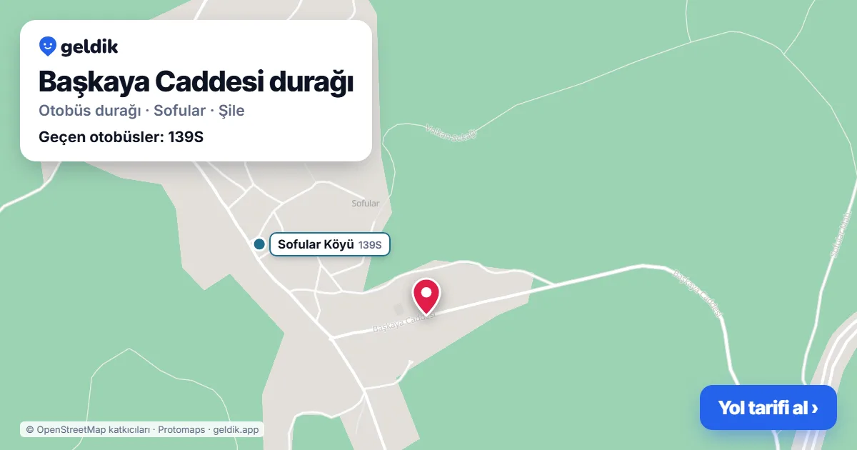 Başkaya Caddesi otobüs durağı haritada: konumu ve yakındaki duraklar