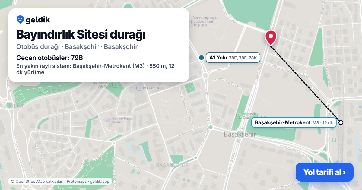 Bayındırlık Sitesi otobüs durağı haritada: konumu ve yakındaki duraklar