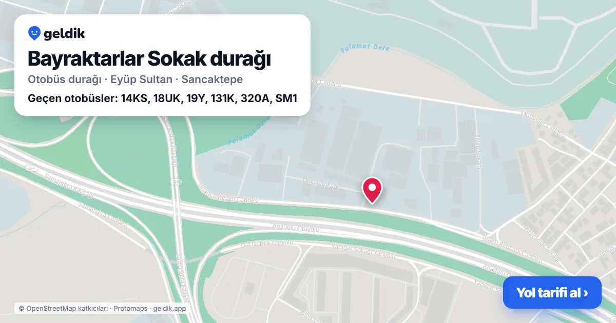 Bayraktarlar Sokak otobüs durağı haritada: konumu ve yakındaki duraklar