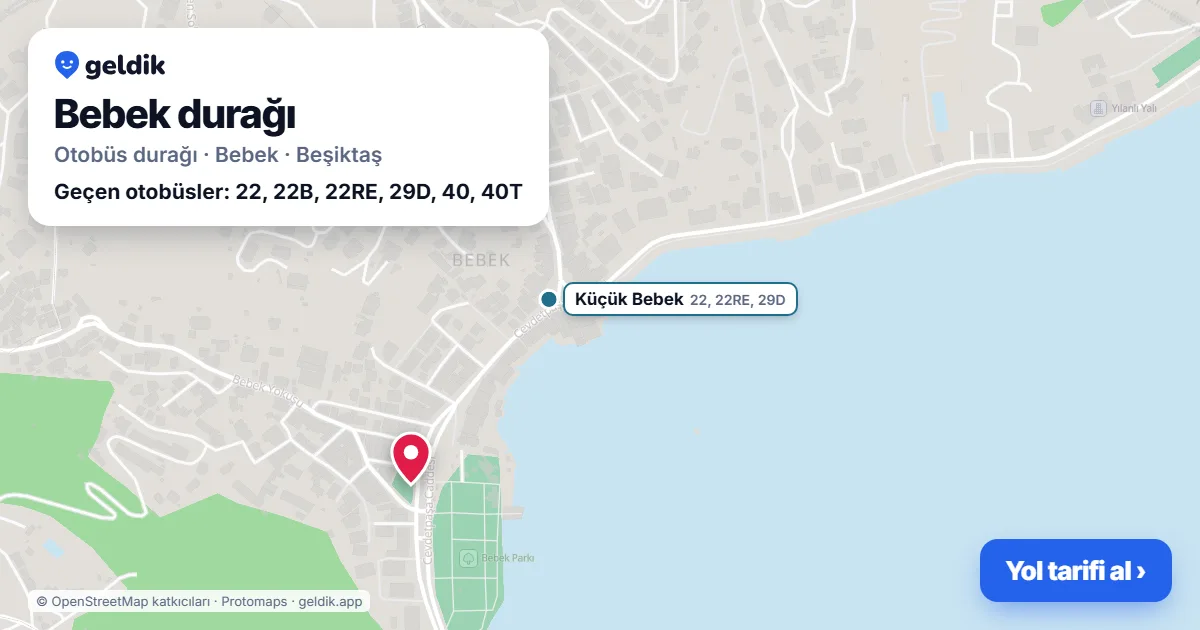 Bebek otobüs durağı haritada: konumu ve yakındaki duraklar