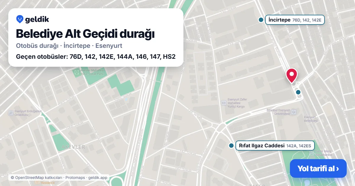 Belediye Alt Geçidi otobüs durağı haritada: konumu ve yakındaki duraklar