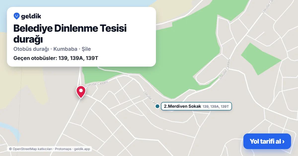Belediye Dinlenme Tesisi otobüs durağı haritada: konumu ve yakındaki duraklar