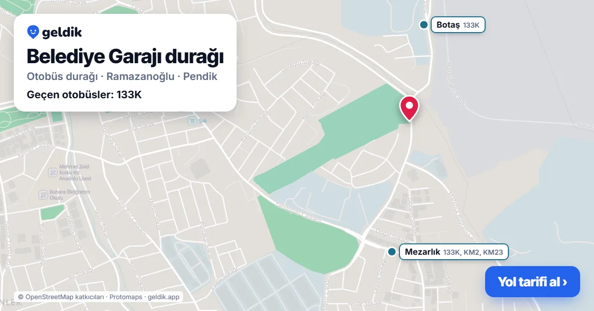 Belediye Garajı otobüs durağı haritada: konumu ve yakındaki duraklar