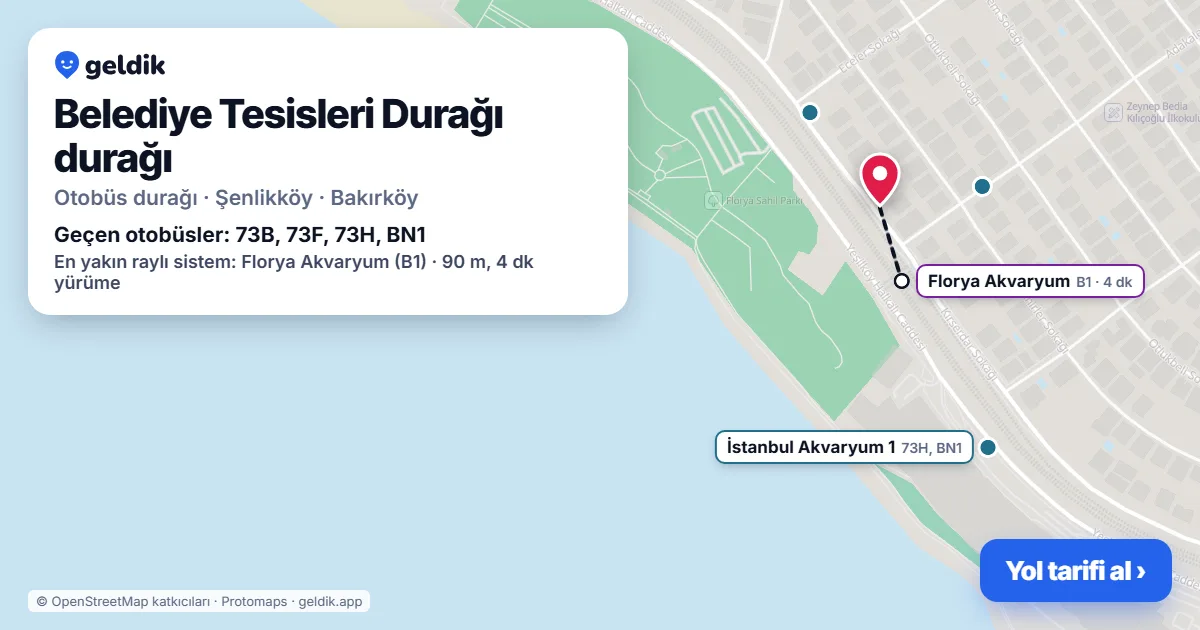 Belediye Tesisleri Durağı otobüs durağı haritada: konumu ve yakındaki duraklar
