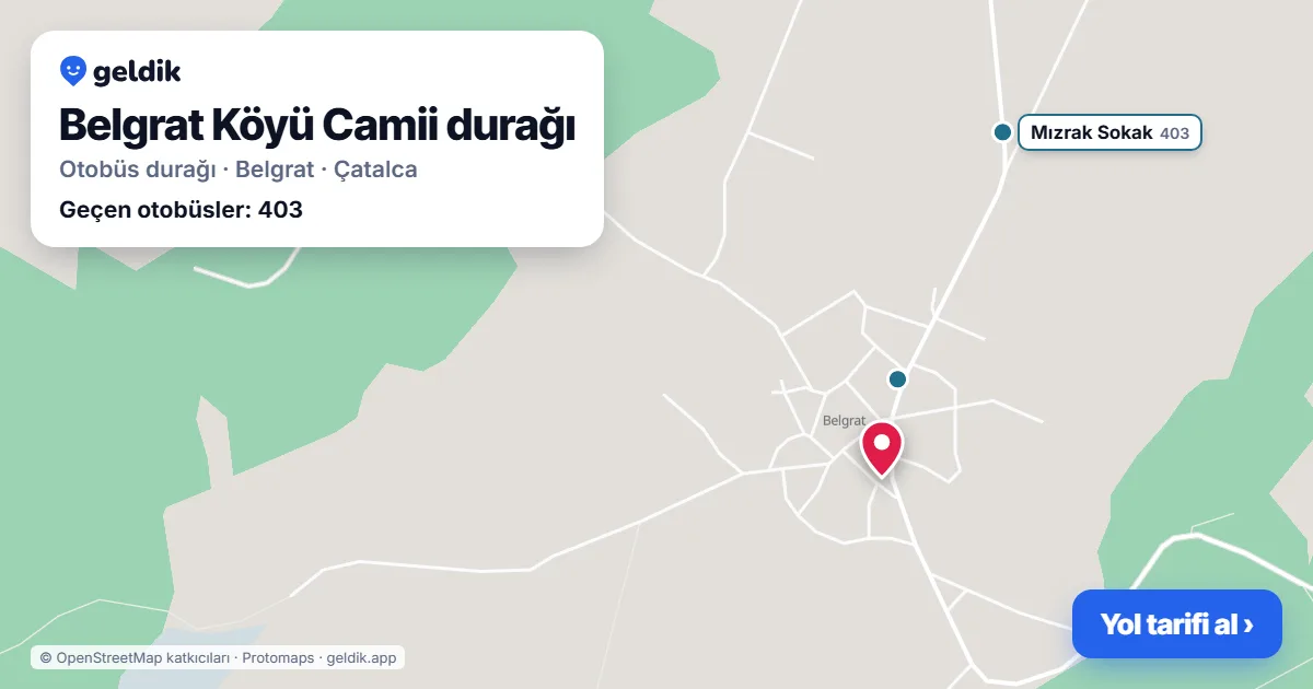 Belgrat Köyü Camii otobüs durağı haritada: konumu ve yakındaki duraklar