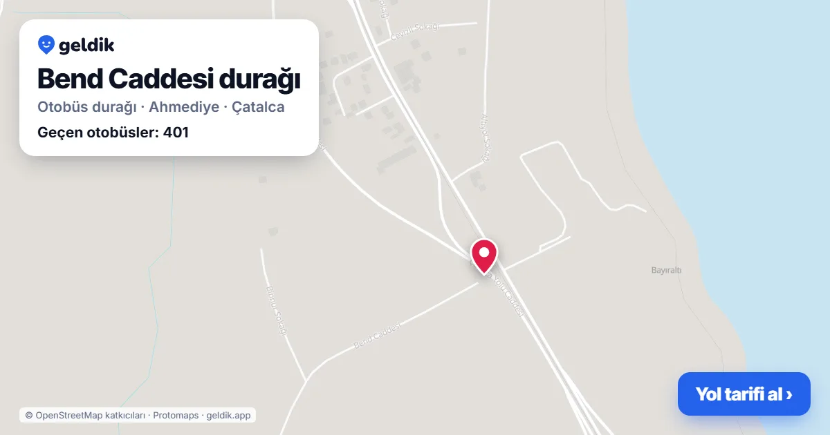 Bend Caddesi otobüs durağı haritada: konumu ve yakındaki duraklar