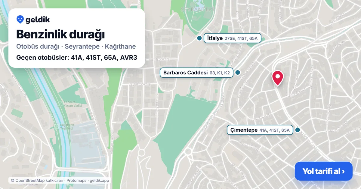 Benzinlik otobüs durağı haritada: konumu ve yakındaki duraklar