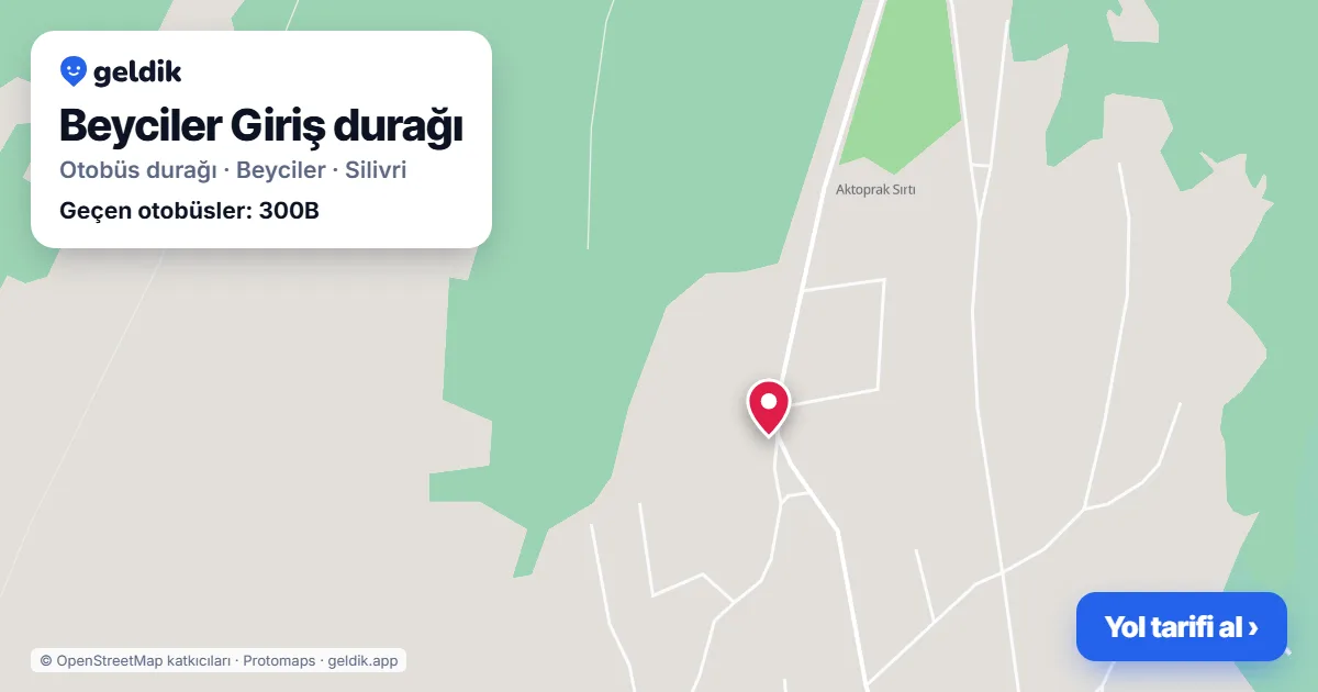 Beyciler Giriş otobüs durağı haritada: konumu ve yakındaki duraklar