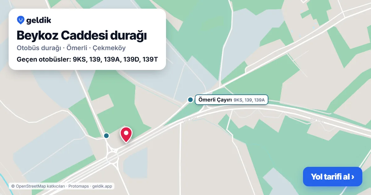 Beykoz Caddesi otobüs durağı haritada: konumu ve yakındaki duraklar